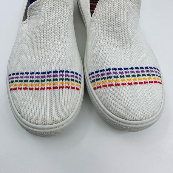 Rothy’s The Kids Sneaker US 4 White Rainbow Round Toe Slip On Shoes Unisex Flat - Picture 3 of 11